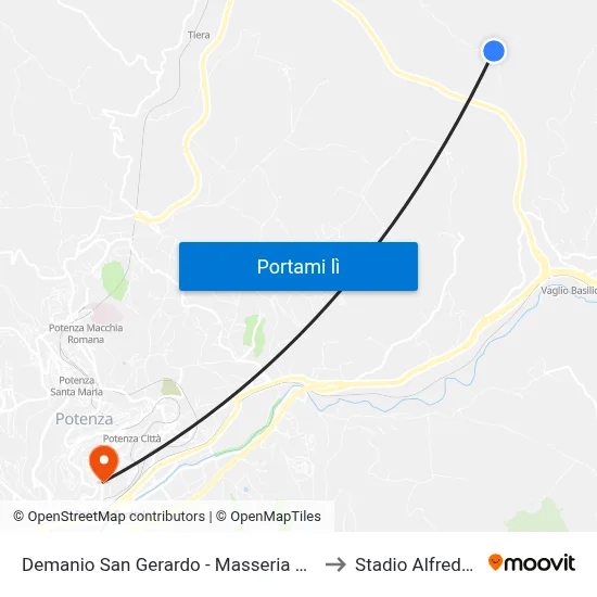 Demanio San Gerardo - Masseria Claps - Capolinea to Stadio Alfredo Viviani map