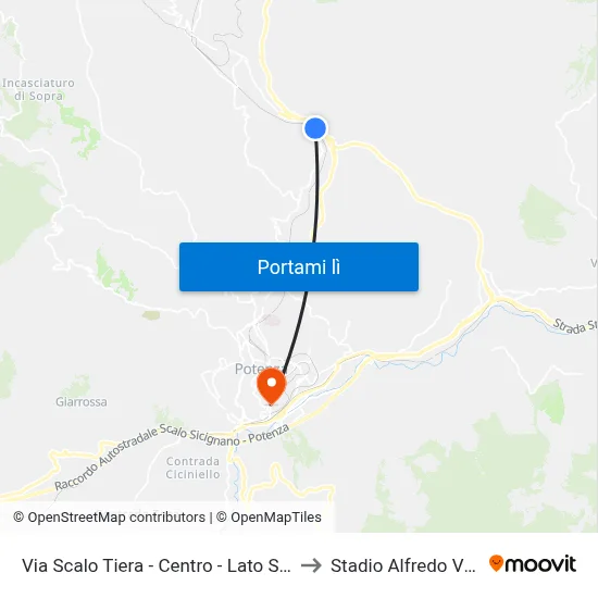 Via Scalo Tiera - Centro - Lato Stazione to Stadio Alfredo Viviani map