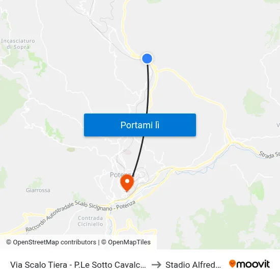 Via Scalo Tiera - P.Le Sotto Cavalcavia Autostrada to Stadio Alfredo Viviani map