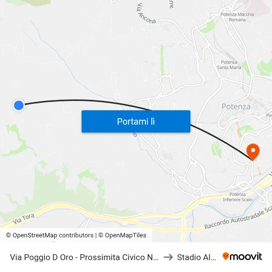 Via Poggio D Oro - Prossimita Civico N. 175/Imbocco Strada Privata (A Salire) to Stadio Alfredo Viviani map