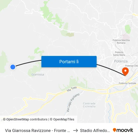 Via Giarrossa Ravizzone - Fronte Civico N. 383 to Stadio Alfredo Viviani map