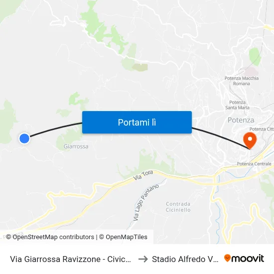 Via Giarrossa Ravizzone - Civico N. 404 to Stadio Alfredo Viviani map
