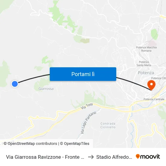 Via Giarrossa Ravizzone - Fronte Civico N. 404 to Stadio Alfredo Viviani map