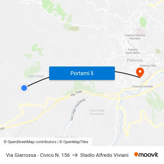 Via Giarrossa - Civico N. 156 to Stadio Alfredo Viviani map