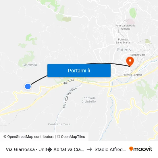 Via Giarrossa - Unit� Abitativa Ciampi - Civico N. 61 to Stadio Alfredo Viviani map