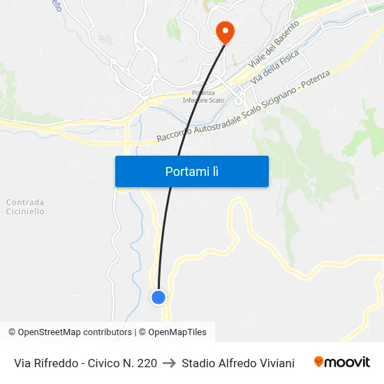 Via Rifreddo - Civico N. 220 to Stadio Alfredo Viviani map