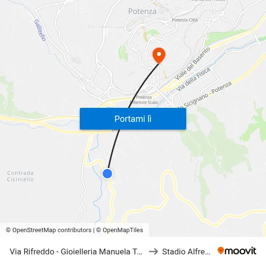 Via Rifreddo - Gioielleria Manuela Telesca - Civico N. 114 to Stadio Alfredo Viviani map