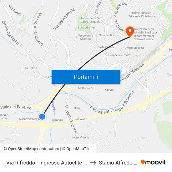 Via Rifreddo - Ingresso Autoelite - Civico N. 7 to Stadio Alfredo Viviani map