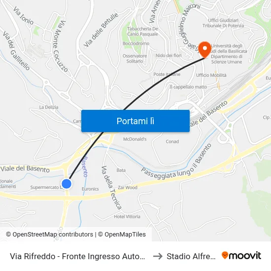 Via Rifreddo - Fronte Ingresso Autoelite - Fronte Civico N. 7 to Stadio Alfredo Viviani map
