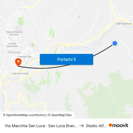 Via Macchia San Luca - San Luca Branca - Fronte Civico N. 380 - Capolinea to Stadio Alfredo Viviani map