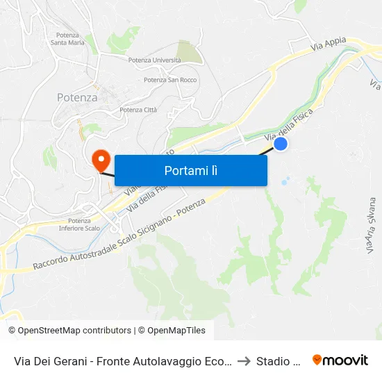 Via Dei Gerani - Fronte Autolavaggio Eco Fast Wash - Civico N. 13 - (Qui Inversione Di Marcia) to Stadio Alfredo Viviani map