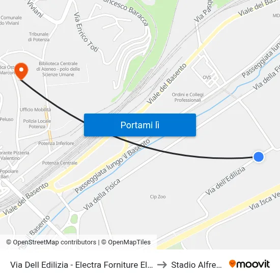 Via Dell Edilizia - Electra Forniture Elettriche - Civico N. 23 to Stadio Alfredo Viviani map