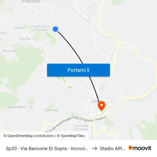 Sp30 - Via Bancone Di Sopra - Incrocio Via La Tempa - Croce In Ferro to Stadio Alfredo Viviani map