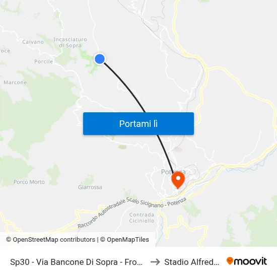 Sp30 - Via Bancone Di Sopra - Fronte Civico N. 647 to Stadio Alfredo Viviani map