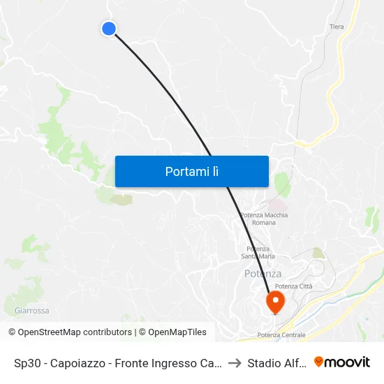 Sp30 - Capoiazzo - Fronte Ingresso Case Capoiazzo - Fronte Civico N. 433 to Stadio Alfredo Viviani map