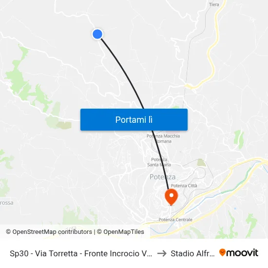 Sp30 - Via Torretta - Fronte Incrocio Via Madonna Del Carmine N. 250 to Stadio Alfredo Viviani map
