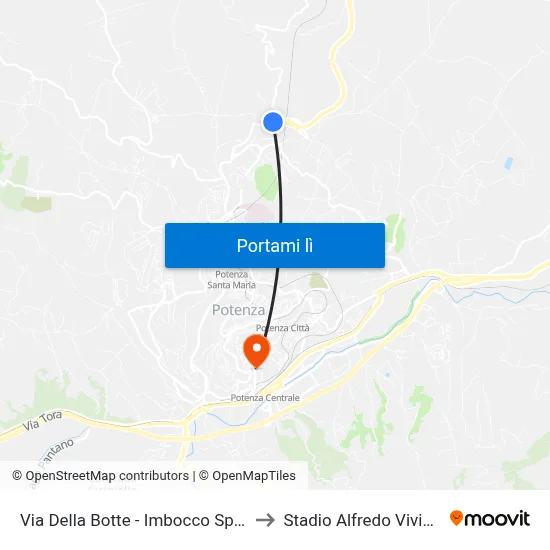 Via Della Botte - Imbocco Sp93 to Stadio Alfredo Viviani map