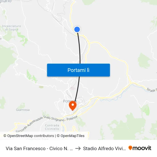 Via San Francesco - Civico N. 41b to Stadio Alfredo Viviani map