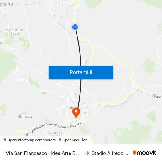 Via San Francesco - Idea Arte Bomboniere to Stadio Alfredo Viviani map