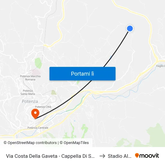 Via Costa Della Gaveta - Cappella Di Santa Lucia - Civico N. 384 - Qui Inversione to Stadio Alfredo Viviani map
