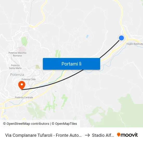 Via Complanare Tufaroli - Fronte Autocarrozzeria Biscione - Civico N. 366 to Stadio Alfredo Viviani map