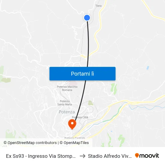 Ex Ss93 - Ingresso Via Stompagno to Stadio Alfredo Viviani map