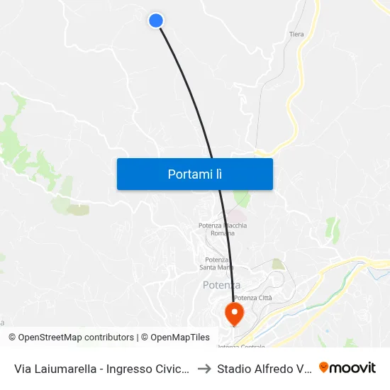 Via Laiumarella - Ingresso Civico N. 240 to Stadio Alfredo Viviani map