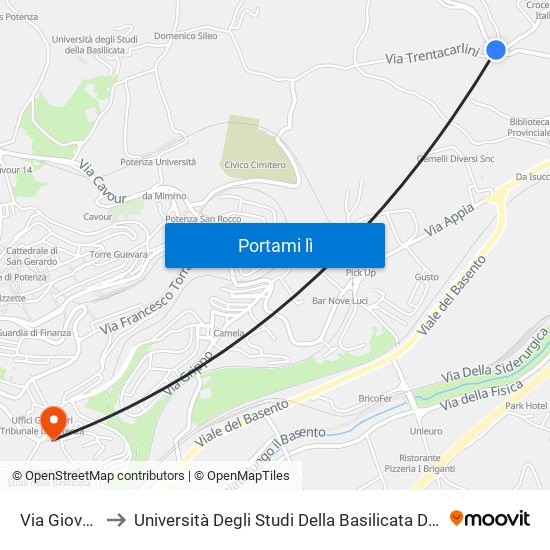 Via Giovanni XXIII to Università Degli Studi Della Basilicata Dipartimento Di Scienze Umane map