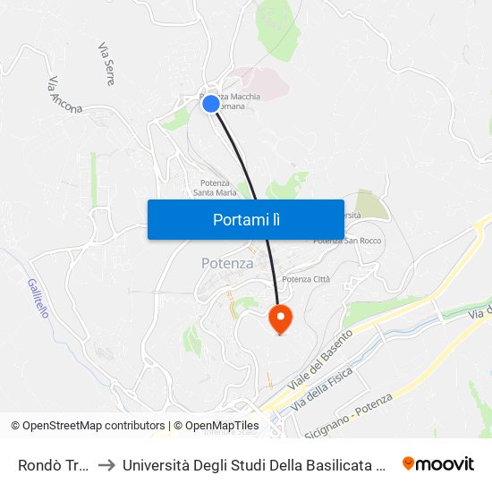 Rondò Tre Cancelli to Università Degli Studi Della Basilicata Dipartimento Di Scienze Umane map