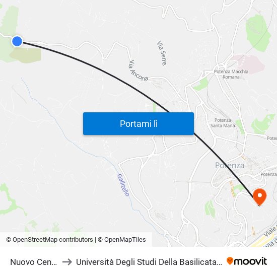 Nuovo Centro Sportivo to Università Degli Studi Della Basilicata Dipartimento Di Scienze Umane map