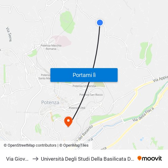 Via Giovanni XXIII to Università Degli Studi Della Basilicata Dipartimento Di Scienze Umane map