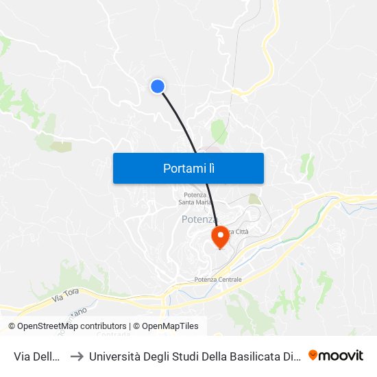 Via Della Botte 3 to Università Degli Studi Della Basilicata Dipartimento Di Scienze Umane map