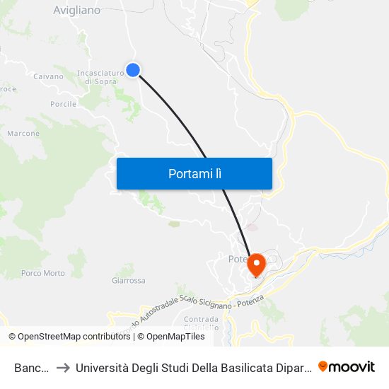 Bancone 2 to Università Degli Studi Della Basilicata Dipartimento Di Scienze Umane map