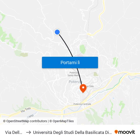 Via Della Botte 2 to Università Degli Studi Della Basilicata Dipartimento Di Scienze Umane map