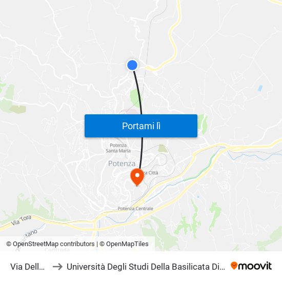 Via Della Botte 6 to Università Degli Studi Della Basilicata Dipartimento Di Scienze Umane map