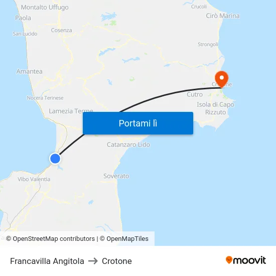 Francavilla Angitola to Crotone map