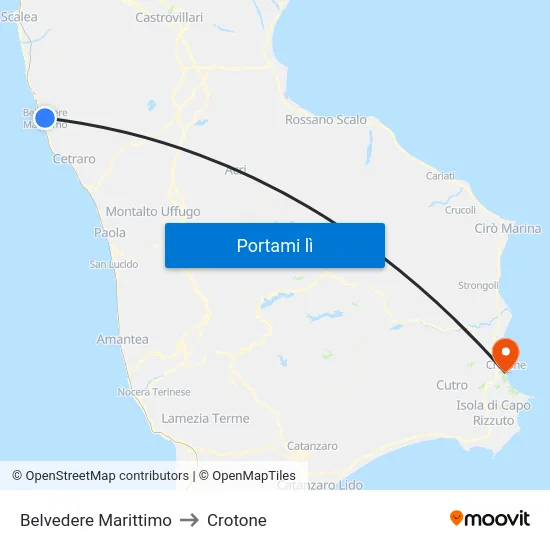 Belvedere Marittimo to Crotone map
