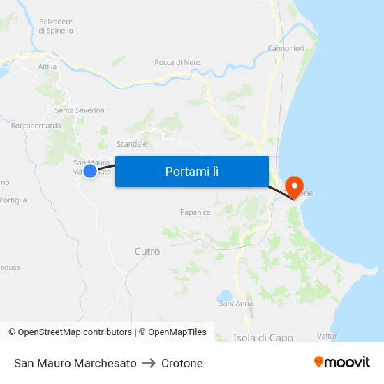San Mauro Marchesato to Crotone map