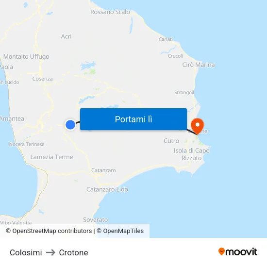 Colosimi to Crotone map