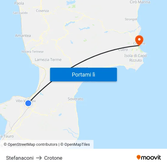 Stefanaconi to Crotone map