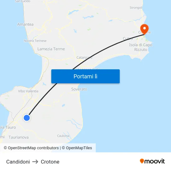 Candidoni to Crotone map