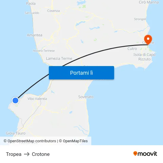 Tropea to Crotone map