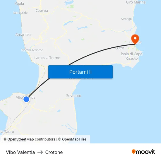 Vibo Valentia to Crotone map