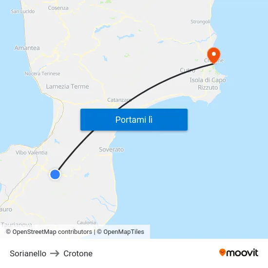 Sorianello to Crotone map