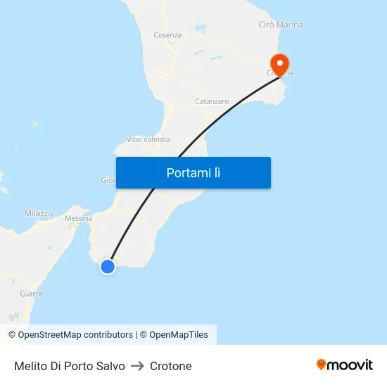 Melito Di Porto Salvo to Crotone map