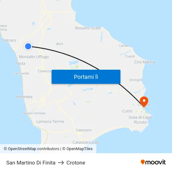 San Martino Di Finita to Crotone map