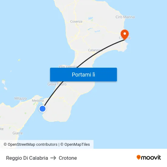 Reggio Di Calabria to Crotone map