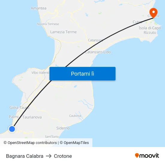 Bagnara Calabra to Crotone map