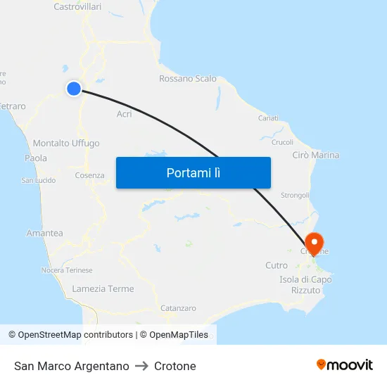 San Marco Argentano to Crotone map