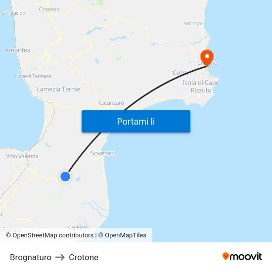 Brognaturo to Crotone map